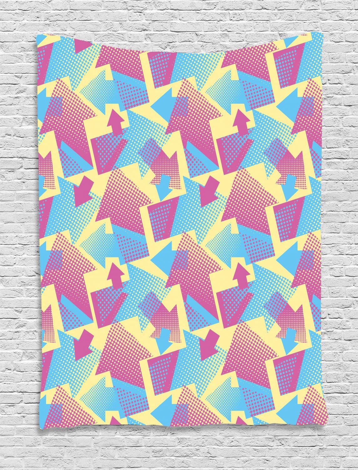 Ambesonne Modern Tapestry Wall Art - Vaporwave Color Halftone Direction Pointers Design - 40x60 Inch Pink & Blue Wall Hanging for Bedroom, Living Room, Dorm Decor - Perfect for Boho Chic, Aesthetic Room Makeover & Instagrammable Backdrops