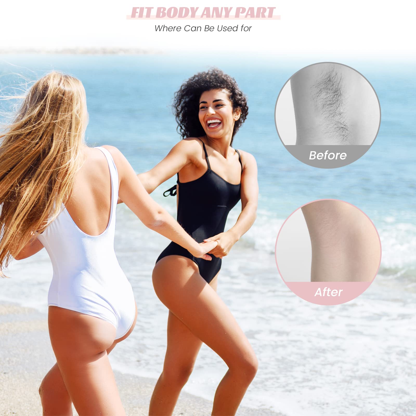 **Reusable Crystal Hair Eraser for Women & Men – Painless Exfoliation & Hair Removal Tool for Back, Arms, Legs (Pink) | Perfect for Smooth Skin at Home, Travel & Spa**