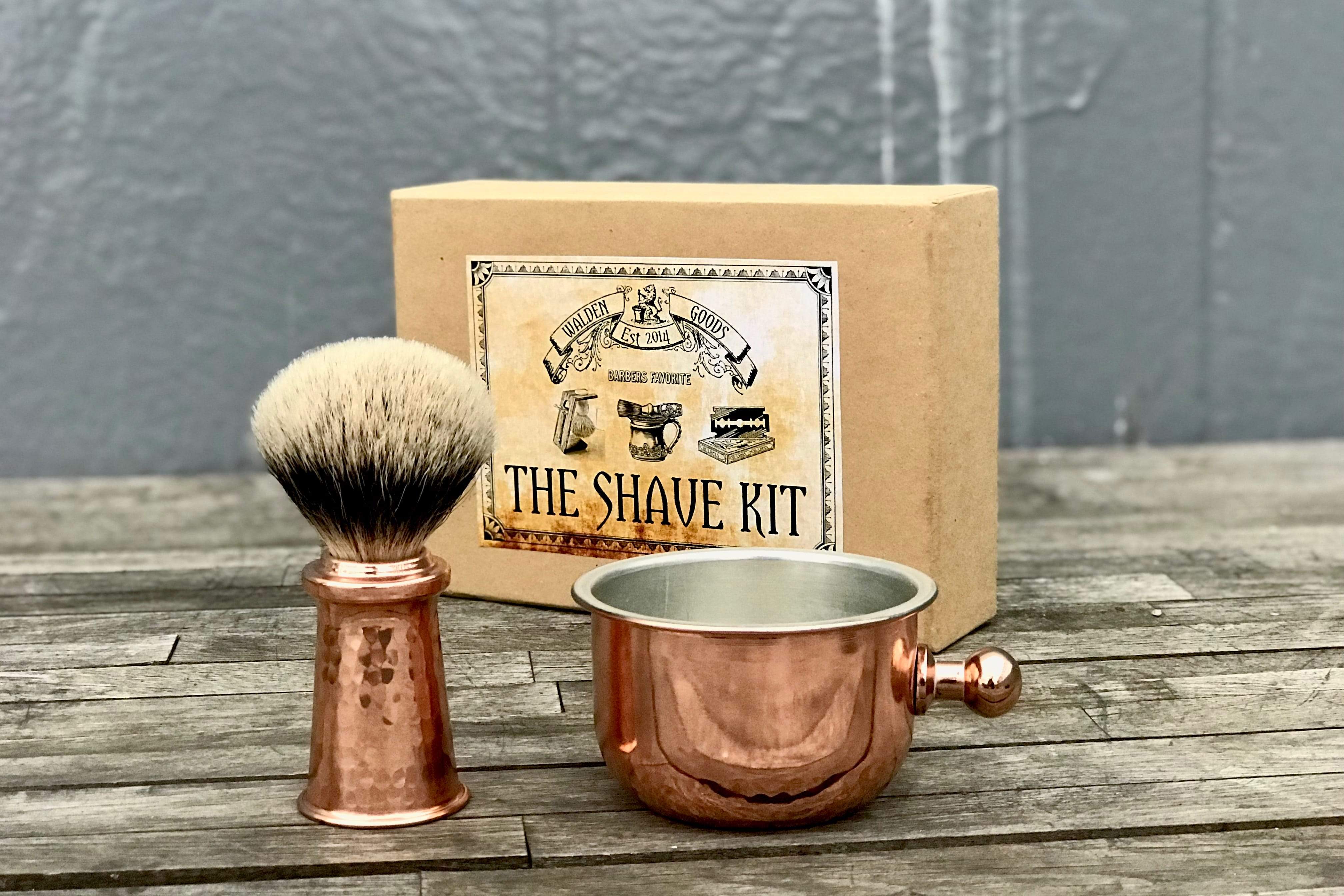 Premium Copper Shaving Brush & Bowl Set for Men - Classic Wet Shaving Kit with Stand - Perfect for Home Barbering & Travel Grooming