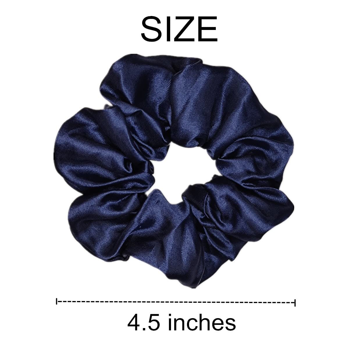 10 Pcs Satin Silk Hair Scrunchies - Soft Hair Ties & Ponytail Holders for Women & Girls (4.5 Inch, Navy Blue) | Fashion Hair Accessories for Daily Use, Workouts & Special Occasions