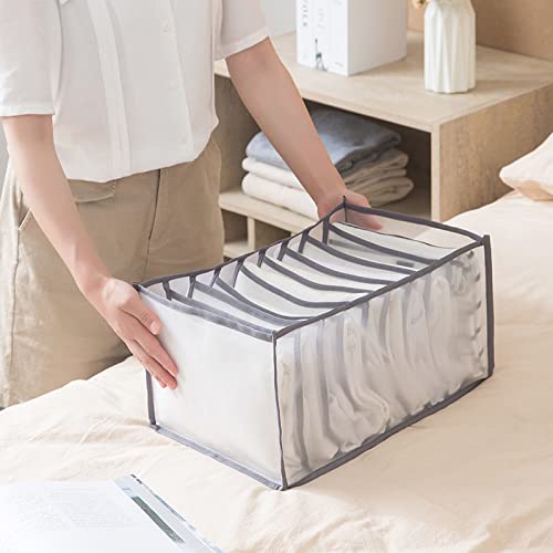 2-Pack Foldable Closet Organizer with 7 Grids - Drawer Storage Bins for Clothes, Jeans & Accessories | Washable & Space-Saving Wardrobe Solution for Bedroom, Closet & Dresser Organization