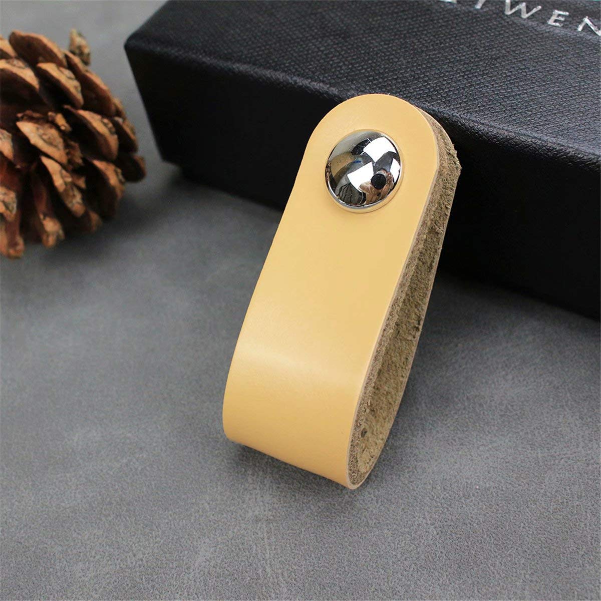 2-Pack PU Leather Cabinet Drawer Handles - Replacement Dresser Closet Pulls, Furniture Hardware Knobs for Cupboard & Suitcase (Flesh Color) - Perfect for Home Office, Bedroom Storage & DIY Furniture Upgrade