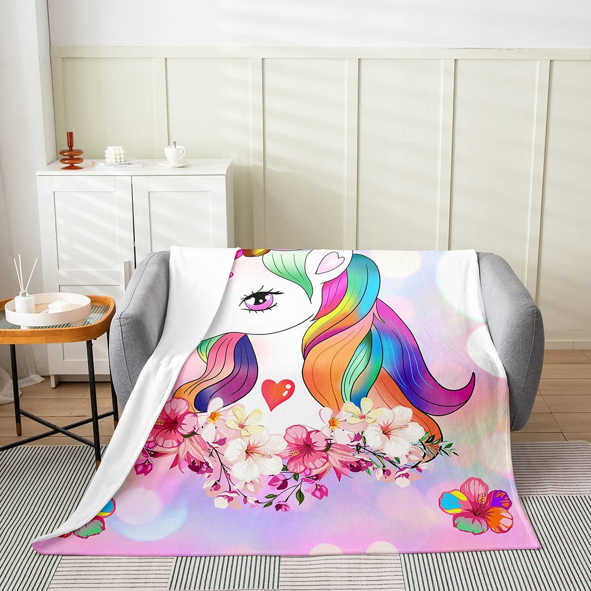 Soft Unicorn Fleece Throw Blanket for Kids - 60