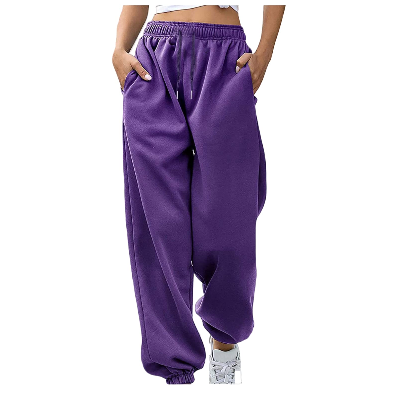 Women's High Waist Jogger Sweatpants - Elastic Cinch Bottom Yoga Pants with Drawstring for Athletic, Lounge & Comfort Wear - Perfect for Workouts, Yoga, Running and Casual Outfits