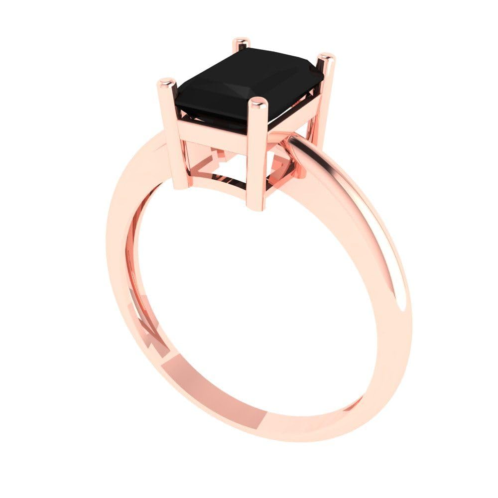 1.75ct Radiant Cut Natural Black Onyx Solitaire Ring - 18K Rose Gold Engagement, Wedding, Bridal, Promise & Anniversary Jewelry - Perfect for Proposals, Bridal Sets & Special Occasions