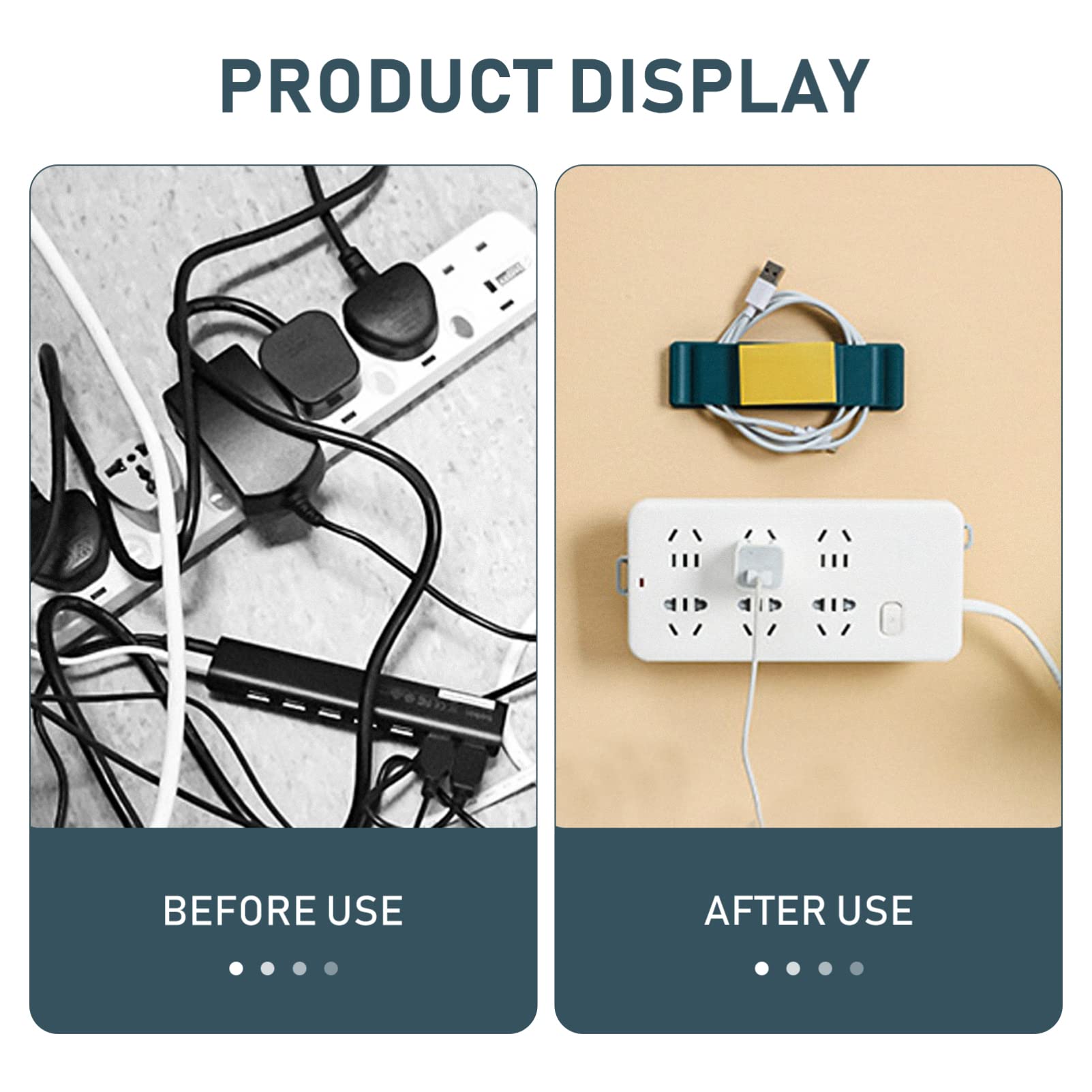 UKCOCO 4-Pack Adhesive Power Cord Organizer - Outlet Plug Holder, Extension Cable Protector & Wall Mount for Power Strips - Perfect for Home Office, Gaming Setup & Entertainment Center Cable Management