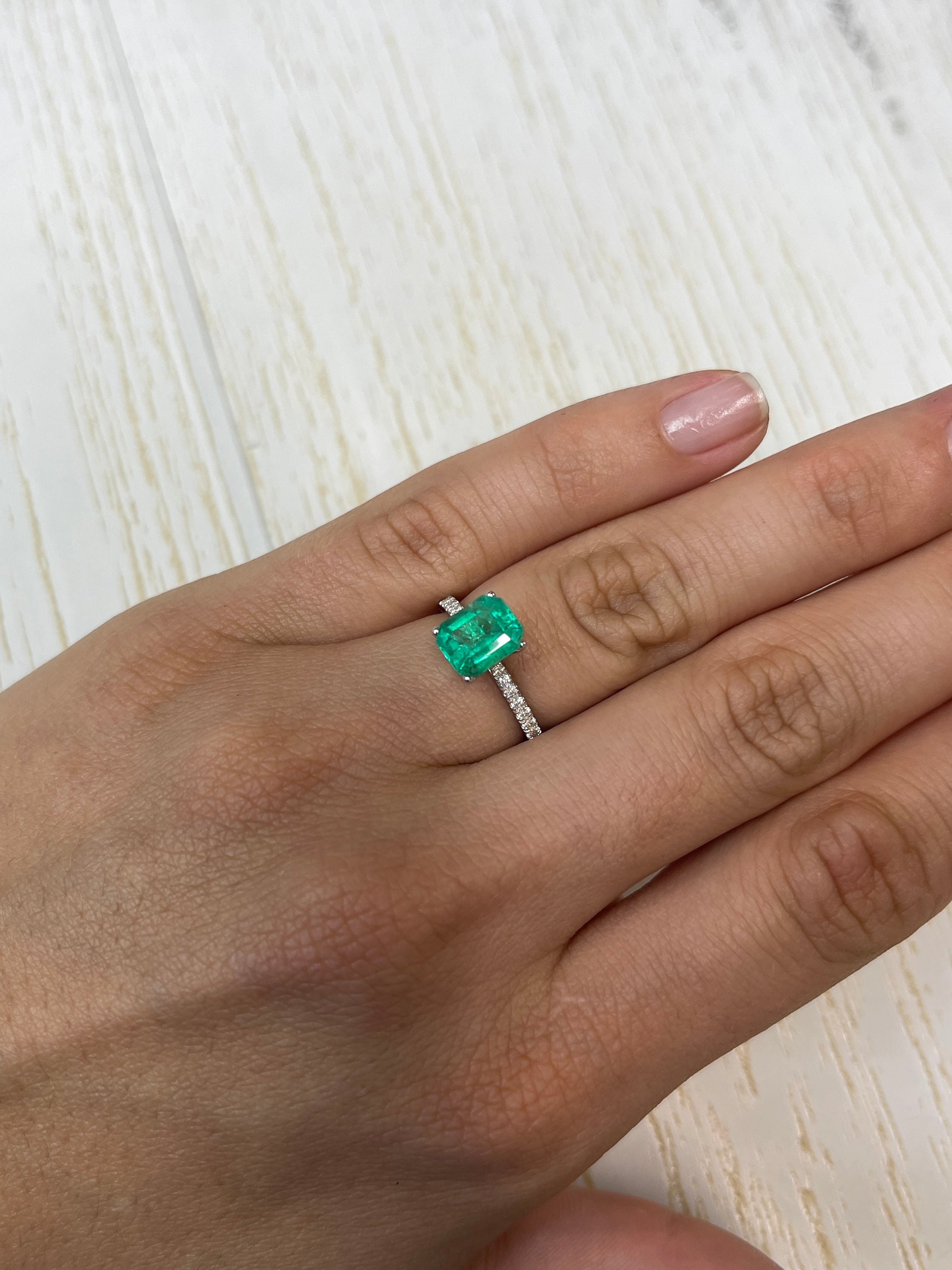 1.94 Carat 8.5x7mm Natural Colombian Emerald - Loose Green Gemstone with Unique Freckles, Emerald Cut for Jewelry Making & Engagement Rings