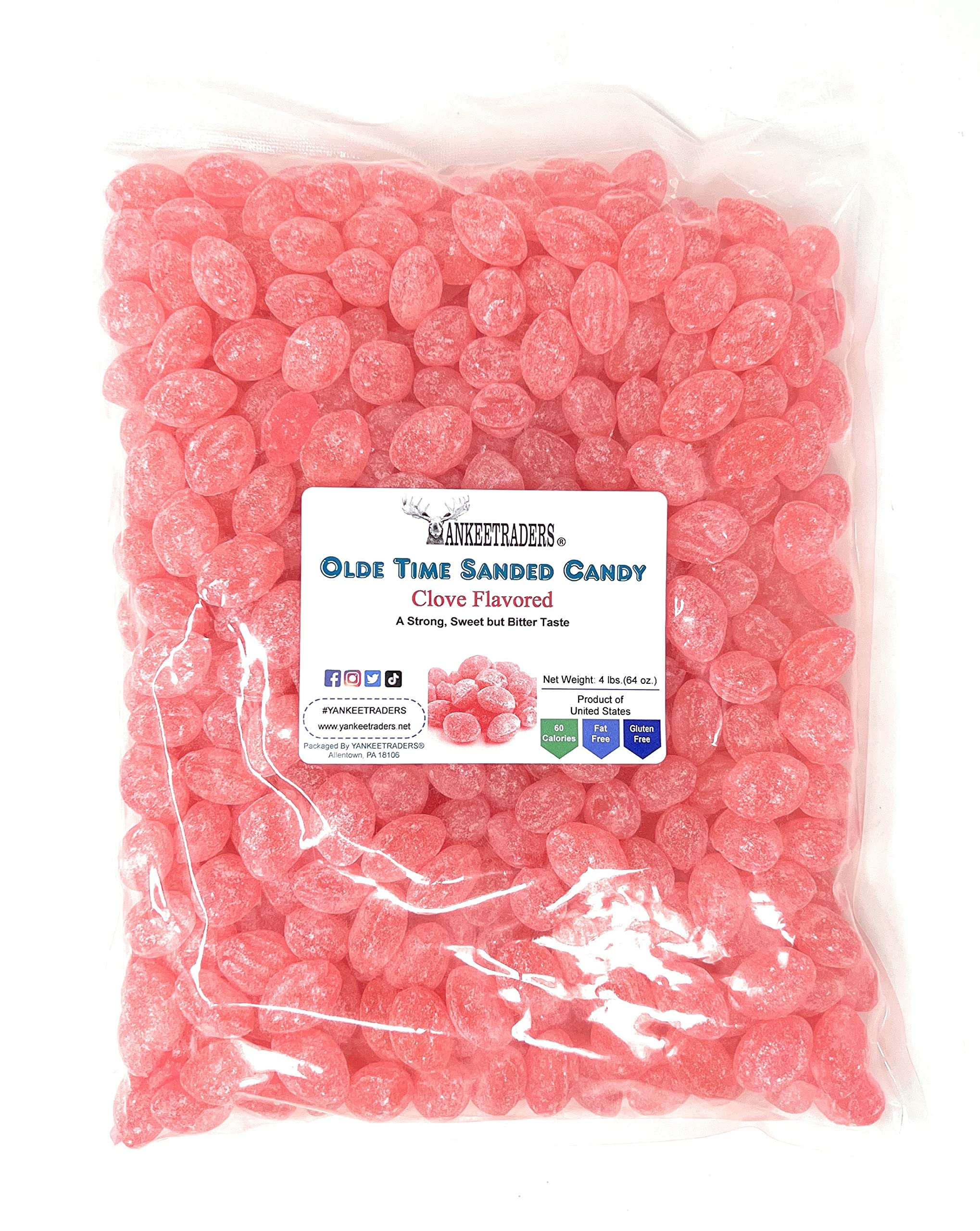 YANKEETRADERS Premium Clove Hard Candy - Old Time Sanded Flavor - 4 Pound Bulk Bag - Perfect for Holiday Baking, Party Favors & Nostalgic Treats