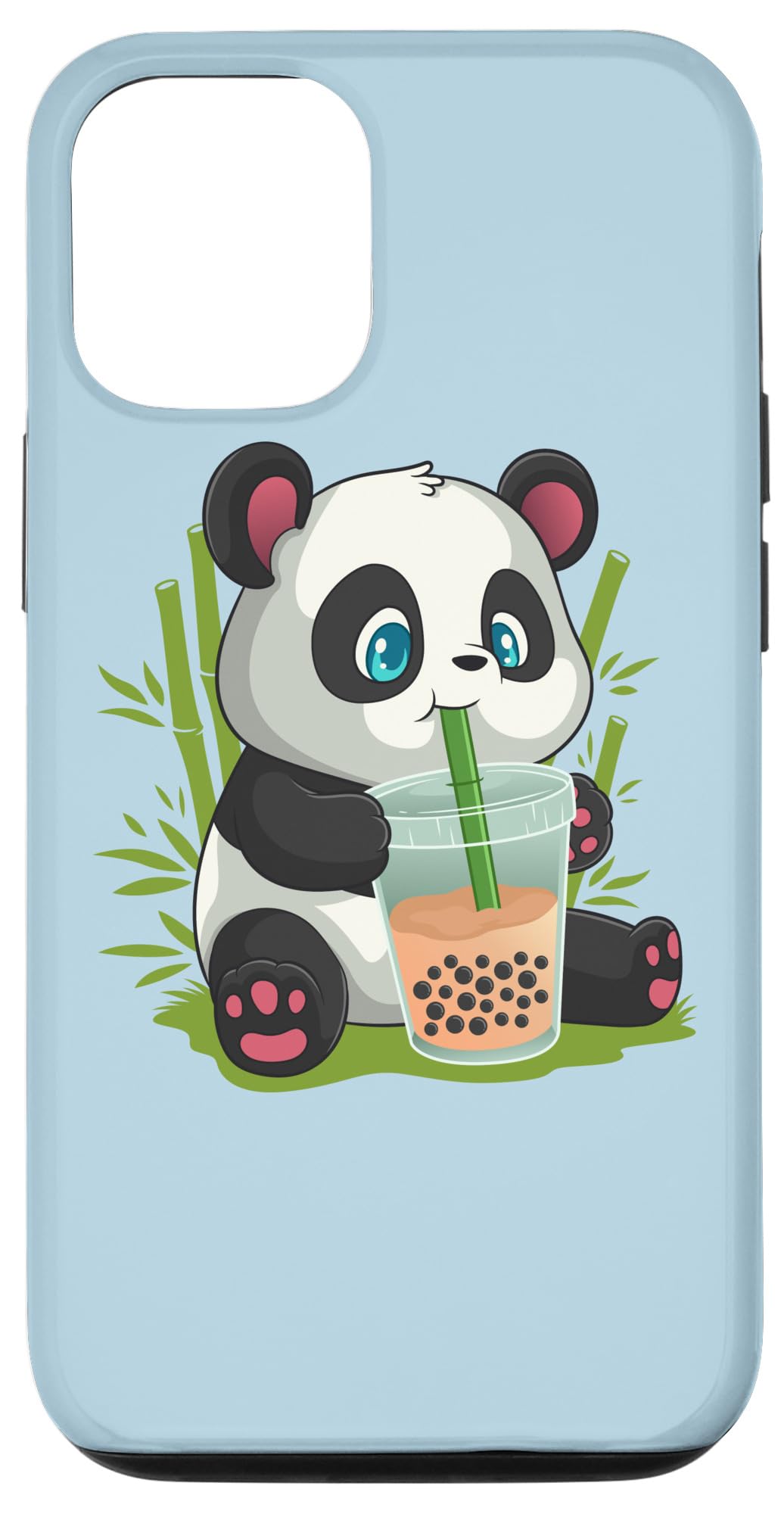 Cute Anime Panda iPhone 12/12 Pro Case - Kawaii Japanese Bubble Boba Tea Phone Cover for Otaku Fans - Perfect for Anime Lovers, Tea Enthusiasts & Kawaii Fashion Accessories