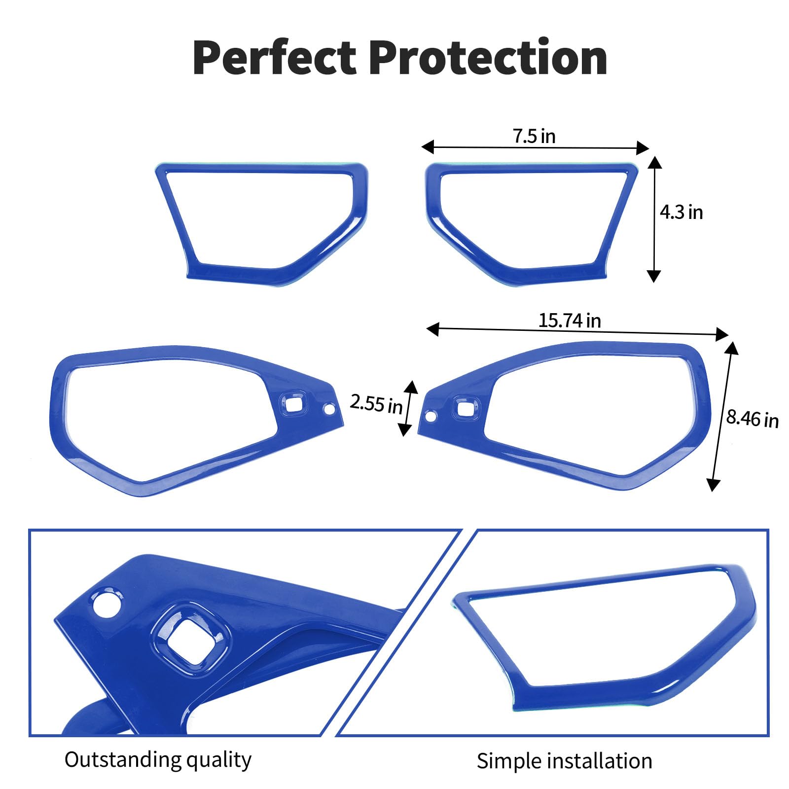 Jeep JL JLU & Gladiator JT Speaker Audio Player Trim Top & A Pillar Cover Trim Set (4PCS, ABS, Blue) - Compatible with 2024-2025 Jeep Wrangler 4xe - Interior Accessories for Enhanced Car Audio Experience