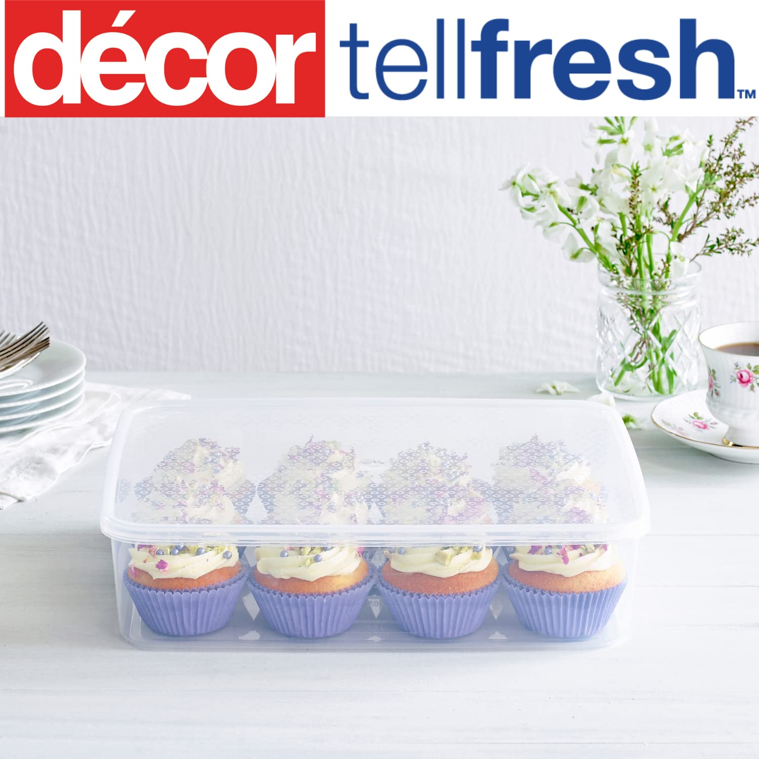 FreshTell 12-Cupcake Storage Container with Airtight Lid | 4L Capacity BPA-Free Plastic | Dishwasher & Microwave Safe | Perfect for Parties, Baking & Kitchen Organization