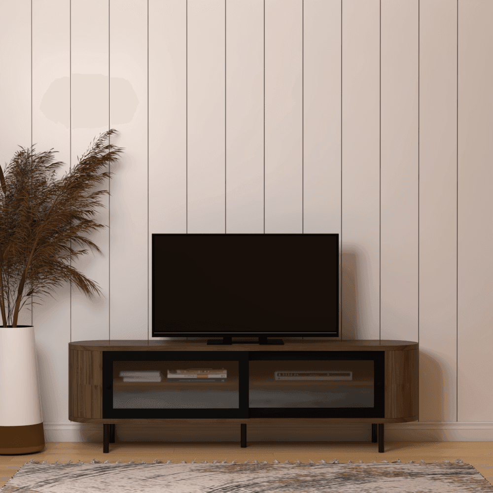 Montel 180cm TV Stand Console - Modern Entertainment Center for Living Room, Bedroom & Home Theater - Sturdy Wood Media Cabinet with Storage Shelves