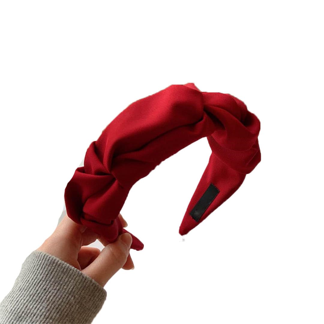 Elegant Red Floral Hair Band Headband for Women - Solid Color Folded Design Hair Hoop Accessory | Perfect for Parties, Weddings & Everyday Style