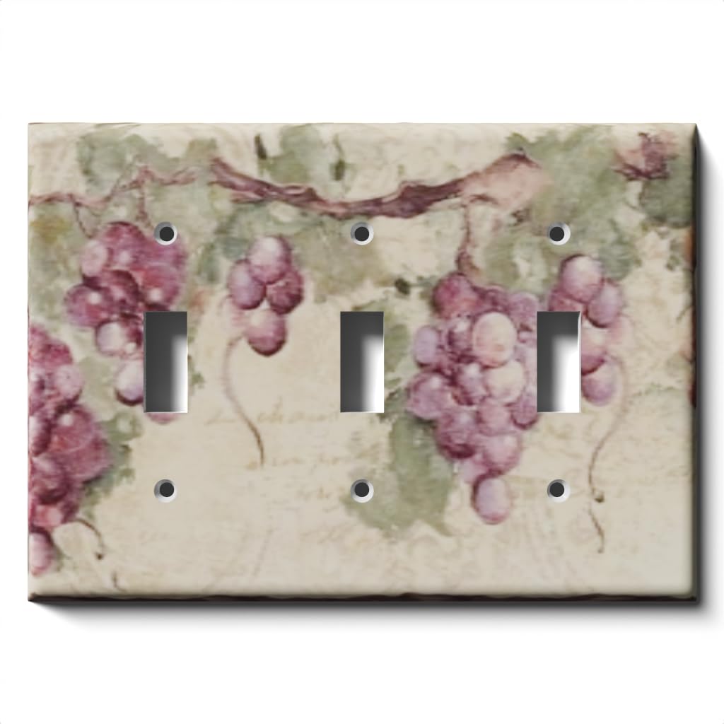 Grapevine Decorative Light Switch Cover - Triple Toggle Wall Plate for Home Decor
