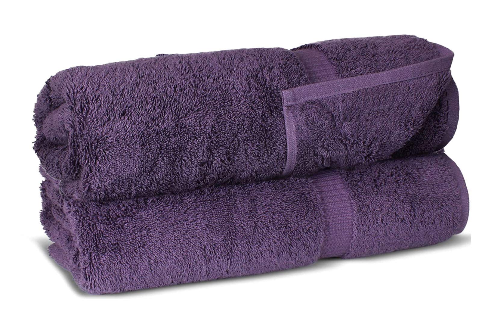 FTB Classic Bath Towels Set - 2 Piece 27x54 Inches Soft Absorbent Towels (Plum) for Bathroom, Spa & Gym Use