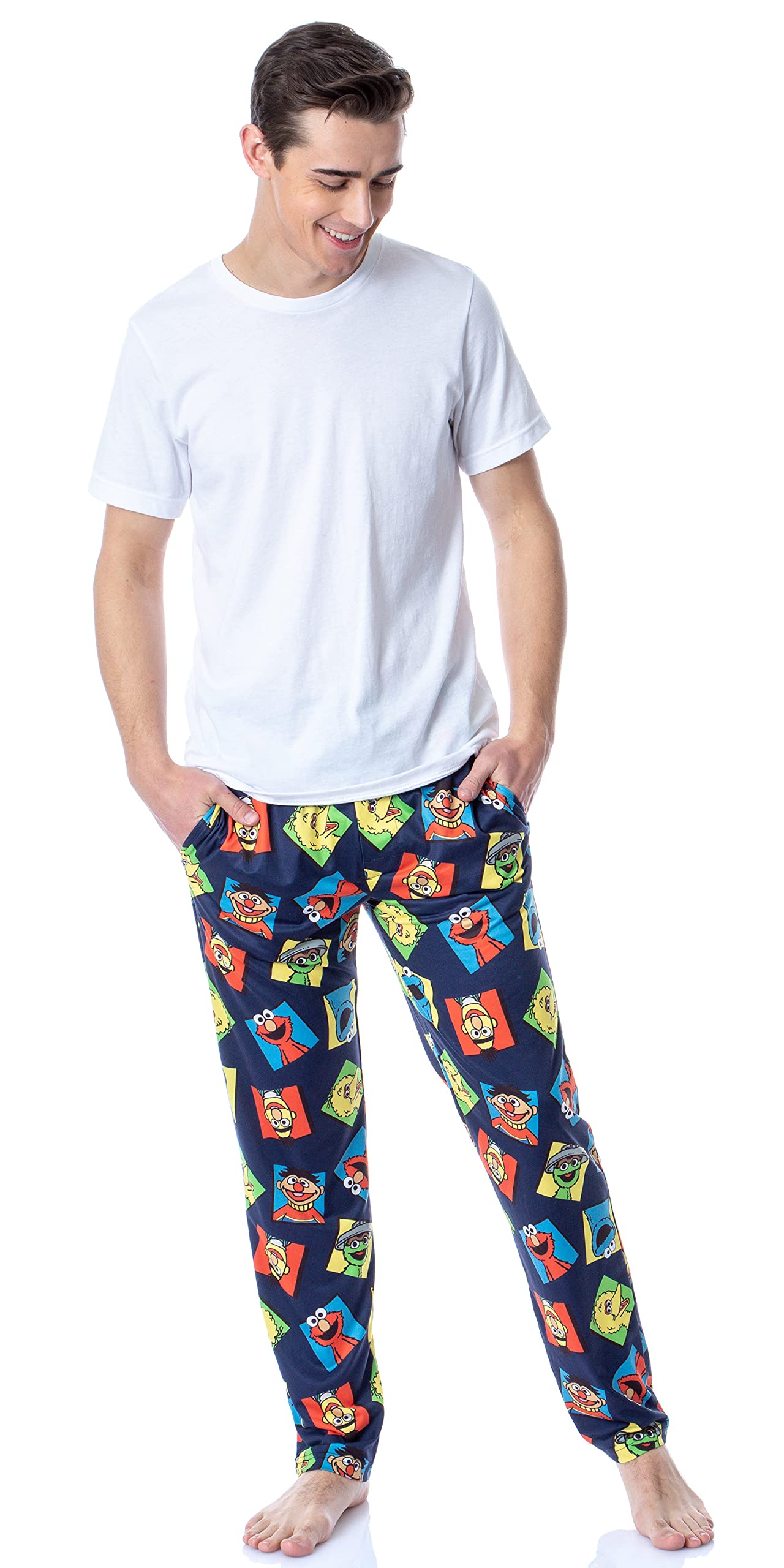 **Sesame Street Men's Pajama Pants - Cookie Monster, Elmo, Big Bird, Oscar The Grouch, Bert & Ernie - Soft Lounge & Sleepwear for Fans, Gifts, and Comfort at Home**
