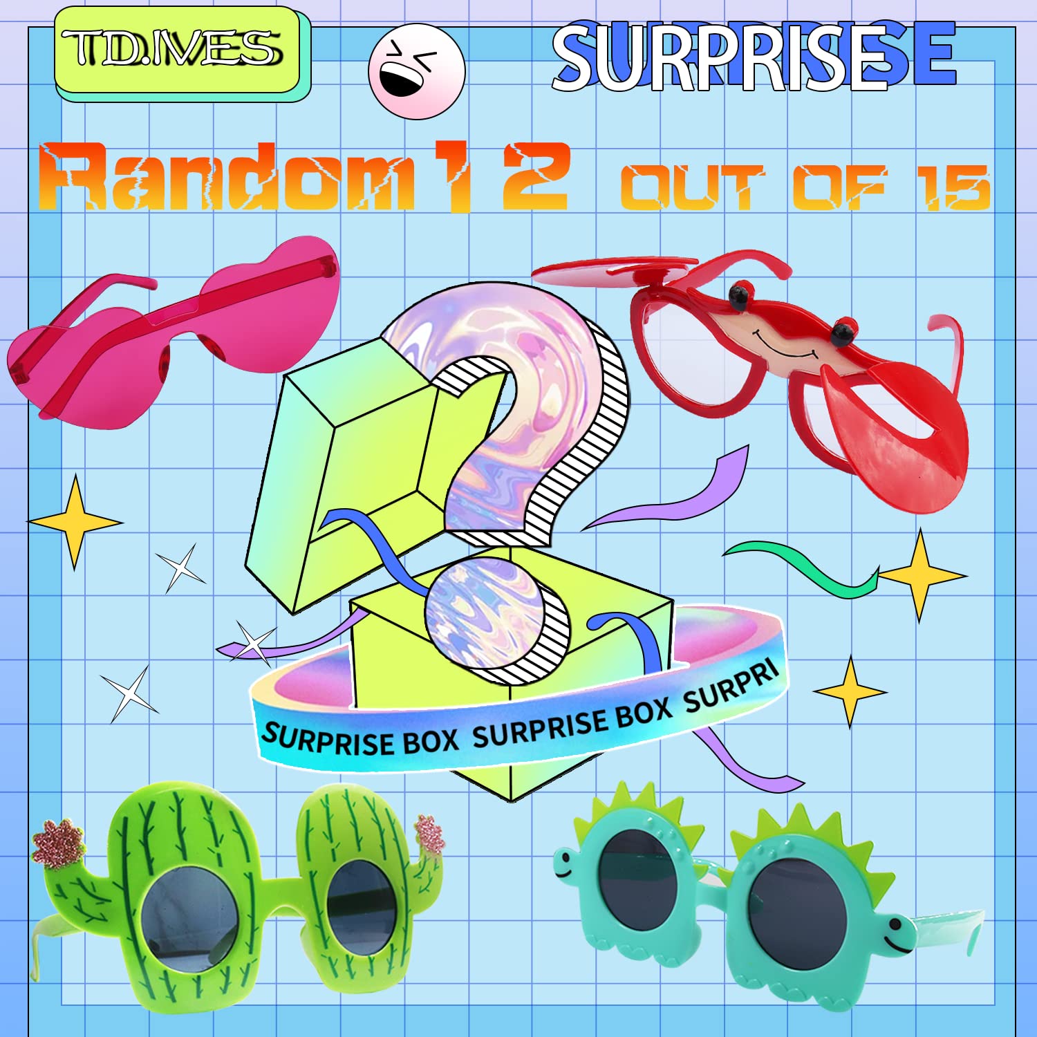 12 Pack Funny Party Sunglasses for Adults & Kids - Novelty Costume Glasses, Photo Booth Props, Themed Party Favors - Perfect for Halloween, Birthday Parties, Bachelorette Events & Costume Celebrations