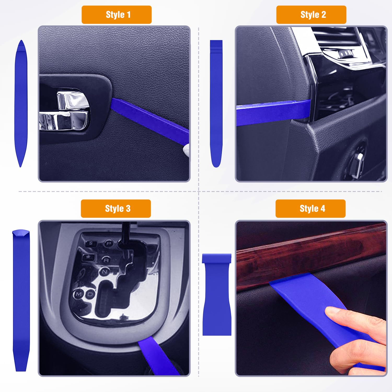 GOOACC 9PCS Auto Trim Removal Tool Kit - No Scratch Car Audio Dash & Window Molding Fastener Remover Set (Blue) - Perfect for Car Stereo Installation, Interior Detailing & DIY Auto Repair