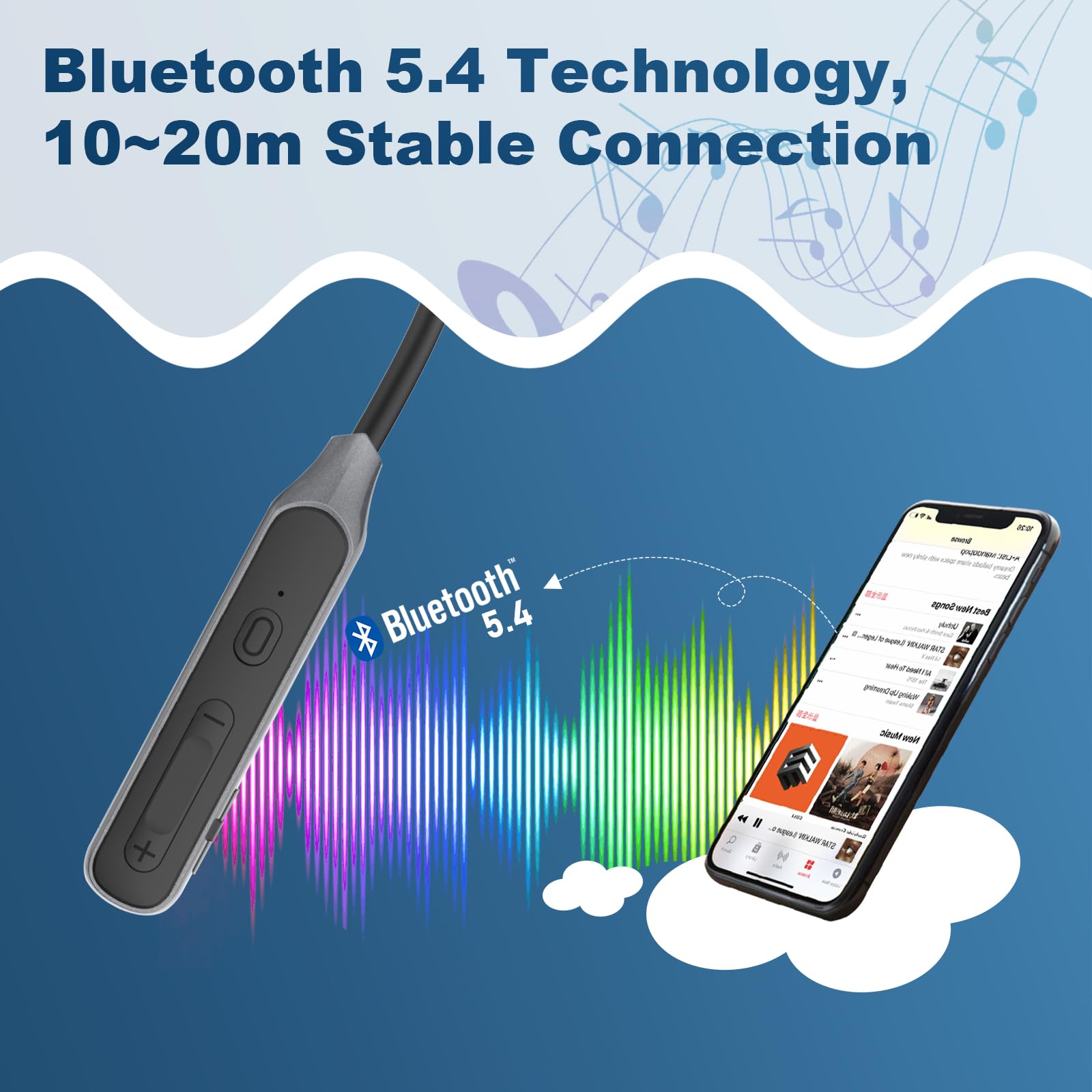 Hmusic Neckband Bluetooth Headphones - 30H Playtime Wireless Headphones, Semi In-Ear IPX5 Waterproof & Sweat Resistant, Noise Isolation Earphones for Work, Sports, Running, Gym & Gaming (Black) - Perfect for Commuting, Workouts & Outdoor Activities
