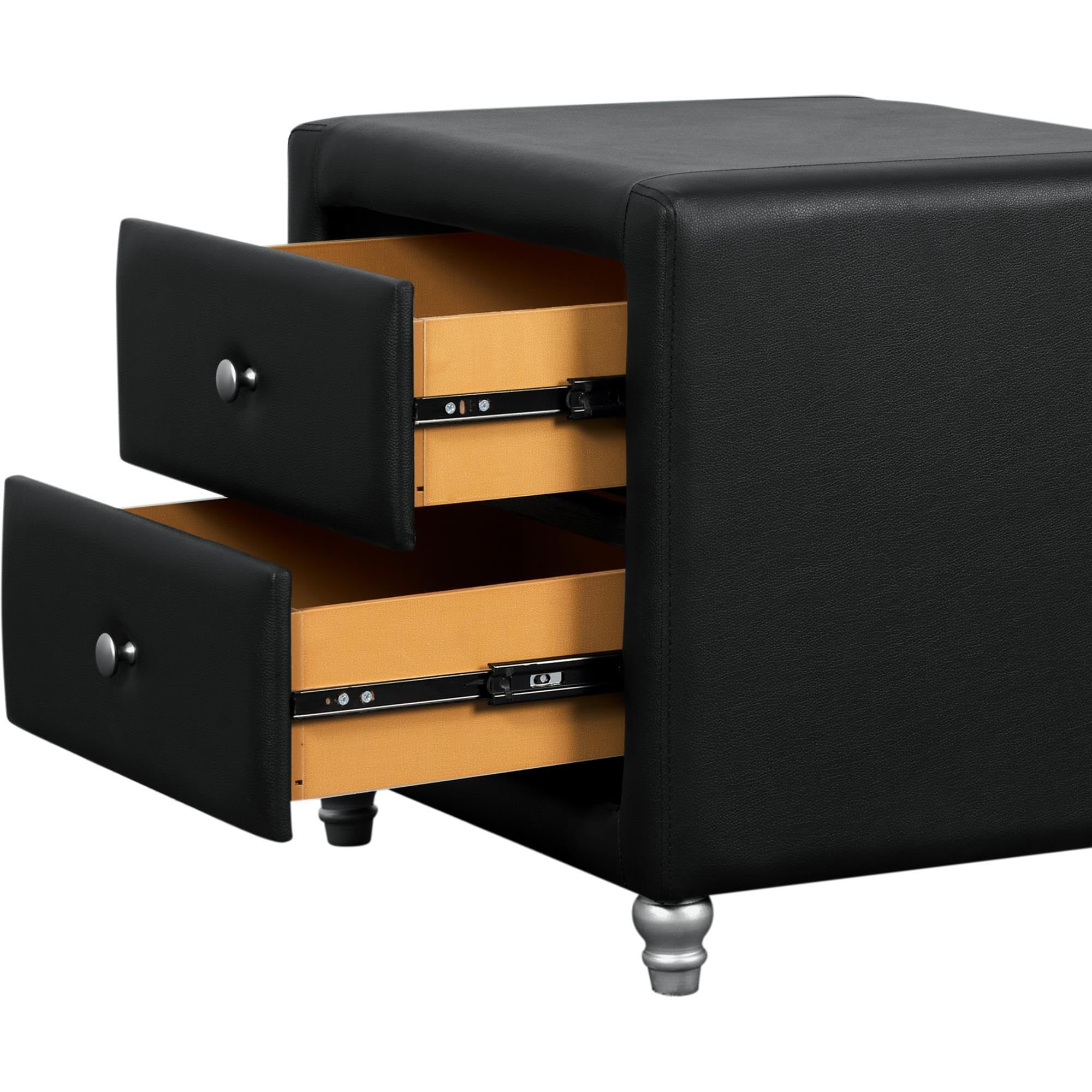 Camden Isle Carlton Queen Size Platform Bed with 2 Nightstands - Black Wooden Bed Frame for Modern Bedroom | Space-Saving Storage Bed with Matching Nightstands