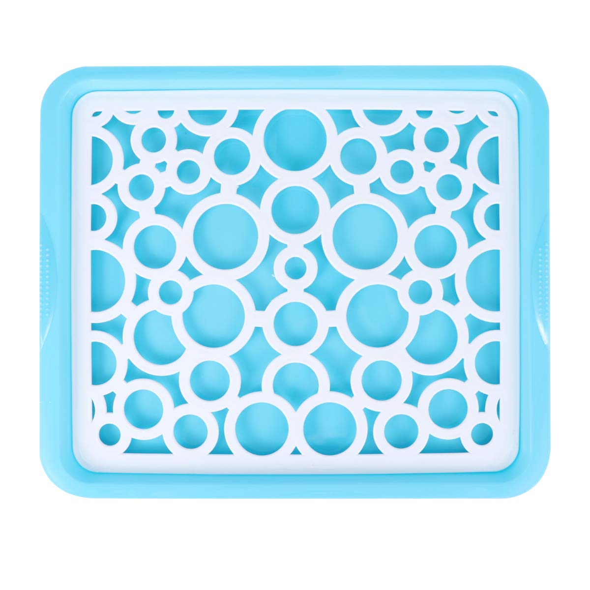 Cabilock 1-Piece Plastic Fruit and Vegetable Draining Tray - Round Sky Blue Snack Plate with Water Drain Holes for Kitchen, Picnic, and Party Serving