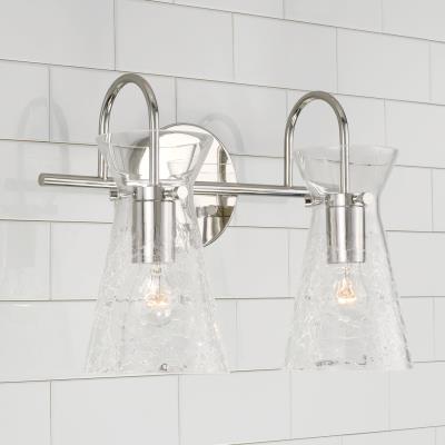 Misha Polished Nickel Vanity Light - Modern Bathroom Mirror Lighting Fixture for Makeup & Shaving | Dimmable LED Vanity Light with Adjustable Brightness