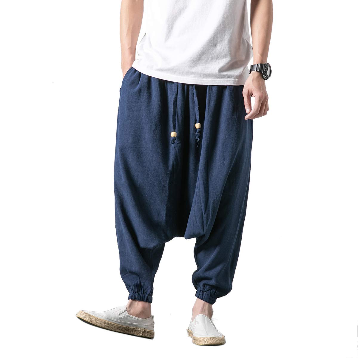 Seidarise Men's Harem Pants - Drop Crotch Lounge Pants, Plus Size Genie Pants & Balloon Yoga Joggers for Men | Comfortable Loungewear for Yoga, Meditation and Casual Wear