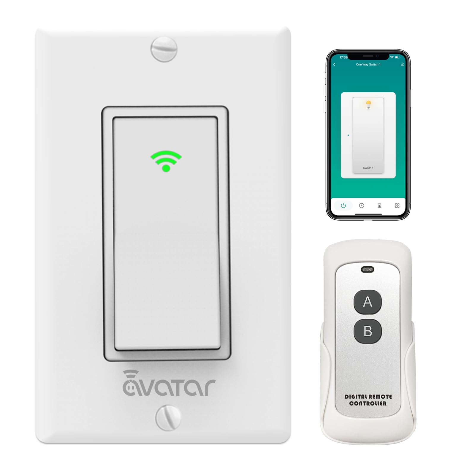 Smart Light Switch with Bluetooth & WiFi - Single Pole, No Hub Required, Works with Alexa & Google Assistant, Voice & App Control (Neutral Wire Needed) - Perfect for Home Automation & Smart Lighting Control