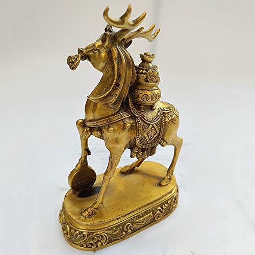 Feng Shui Brass Deer Ornament - Antique Copper Lucky Deer Statue for Home & Office Decor | Perfect for Wealth & Harmony in Living Room, Bedroom, or Workspace