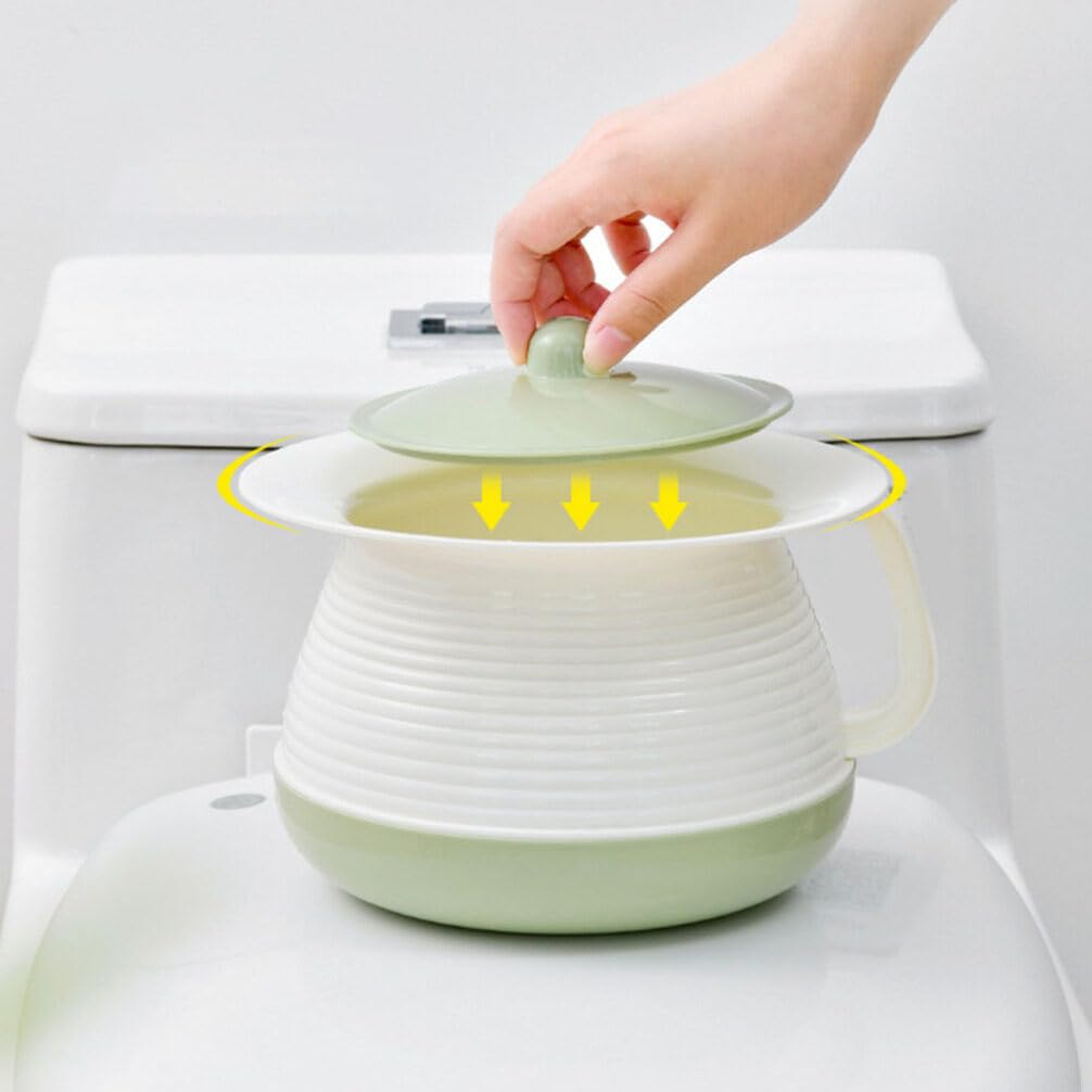 Portable Plastic Bedside Urinal with Lid - Chamber Pot, Spittoon & Pee Bucket for Adults & Elderly Care - Ideal for Travel, Camping, Hospital & Home Use