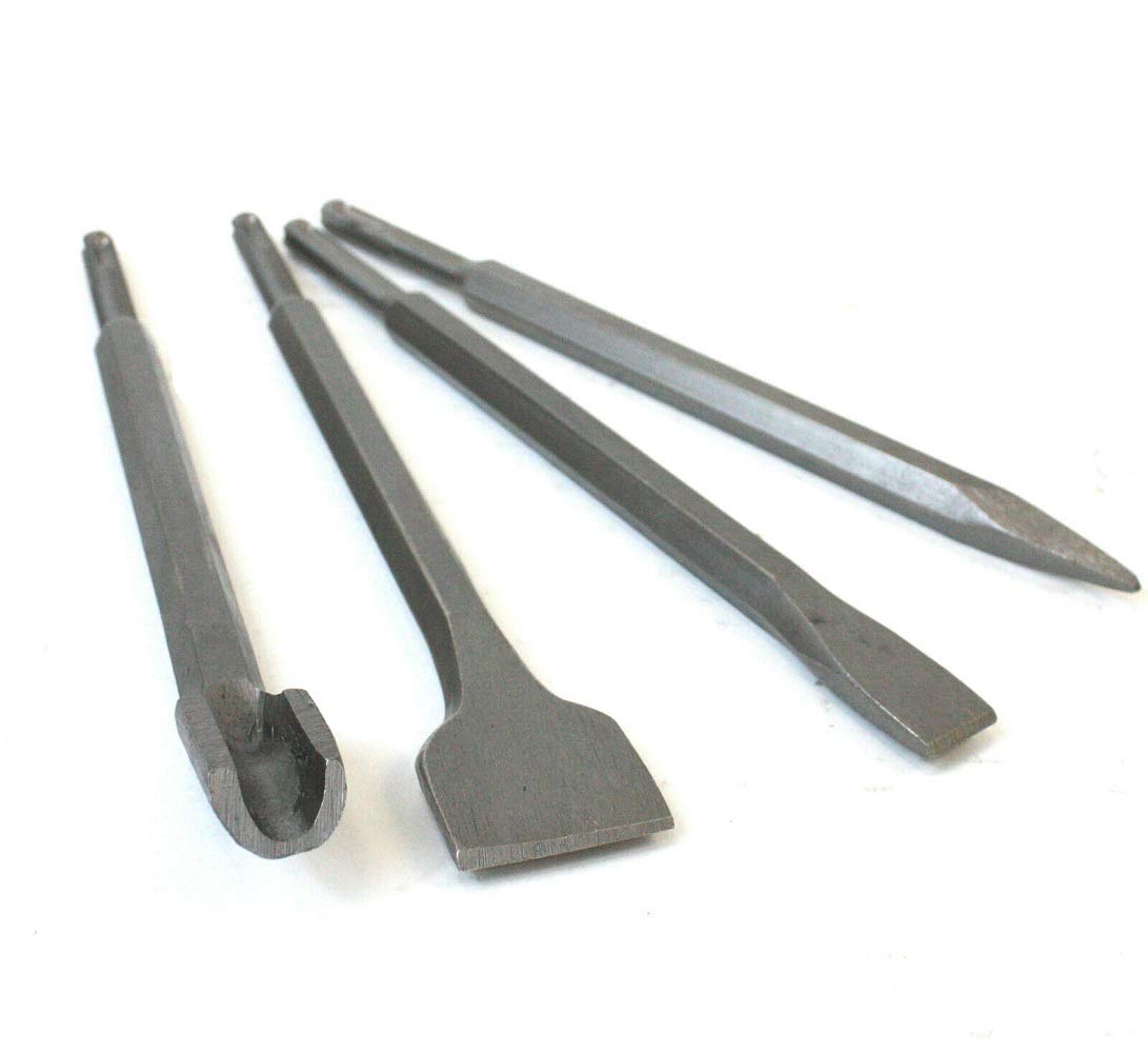 8-Piece SDS Plus Chisel Set - Flat, Point, Groove & Gouge Drill Chisels for Hammer Drills - Perfect for Masonry, Concrete & Demolition Work