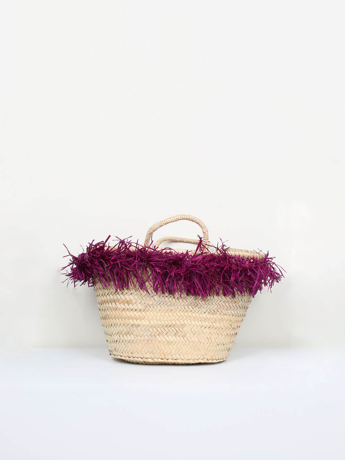 Stylish Violet Raffia Tassel Basket - Handwoven Storage Solution for Home Decor, Beach Essentials & Picnic Accessories