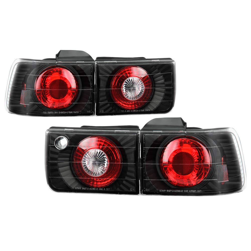 Euro Style Black Clear Tail Lights for Honda Accord 4 Door (1992-1993) | Direct Fit Replacement | Enhances Night Visibility & Vehicle Style