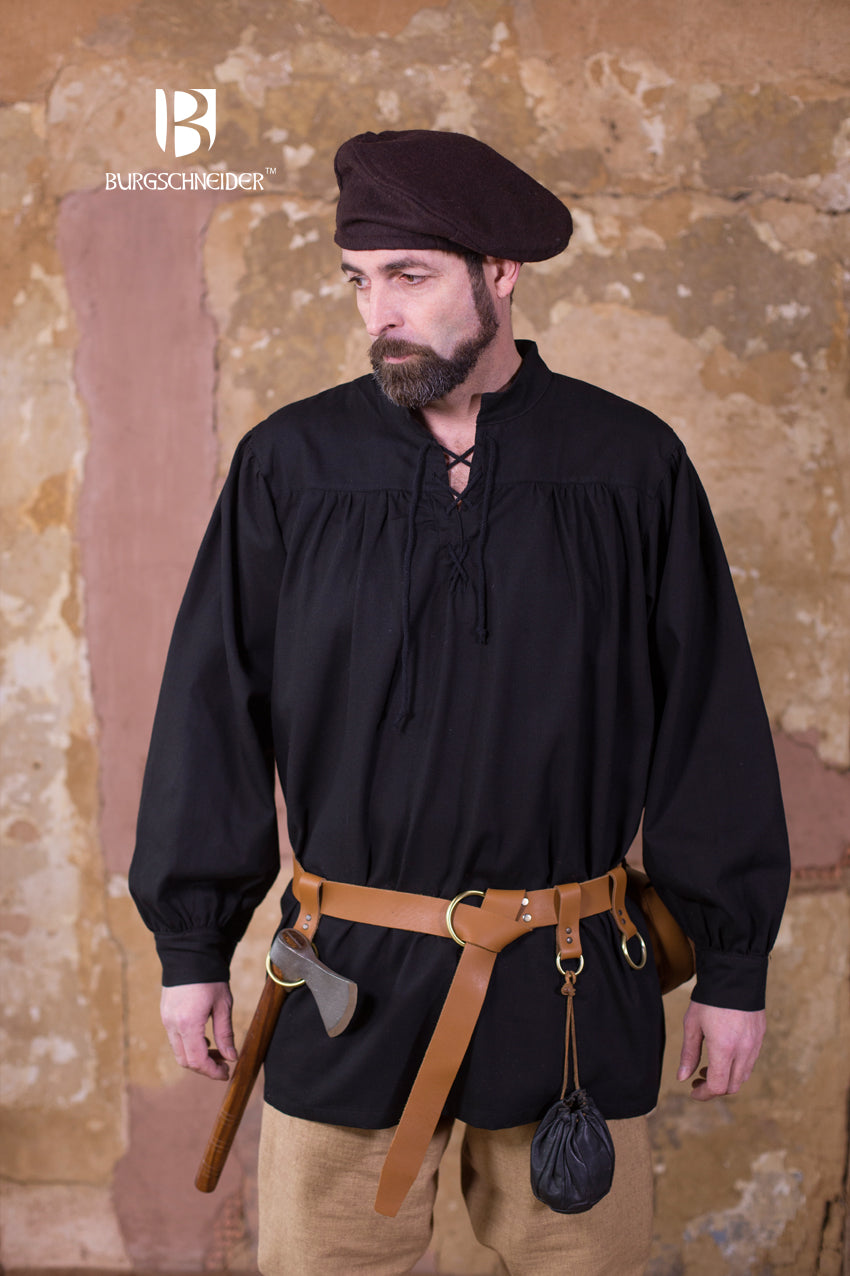 Störtebecker Black Laced Shirt for Men - Stylish Pirate-Inspired Top for Costume Parties & Renaissance Fairs