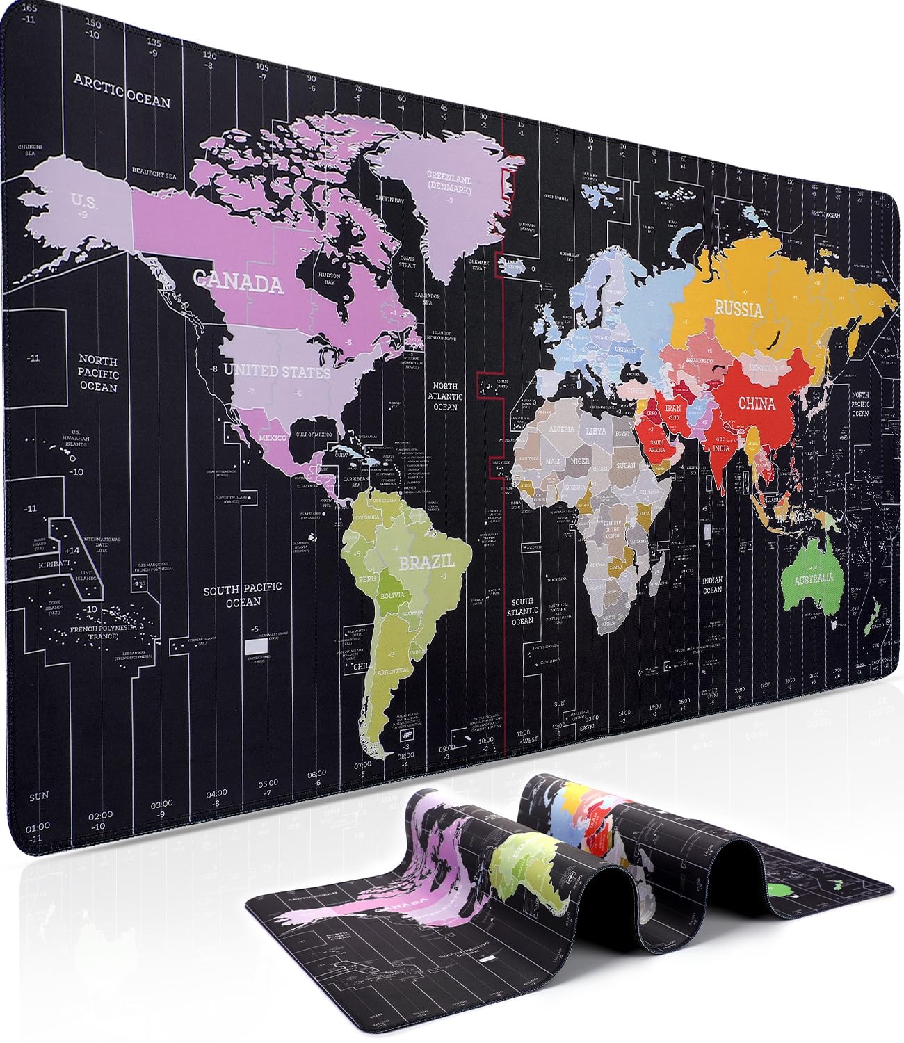 XXL Large Gaming Mouse Pad - World Map Design Extended Desk Mat 35.4