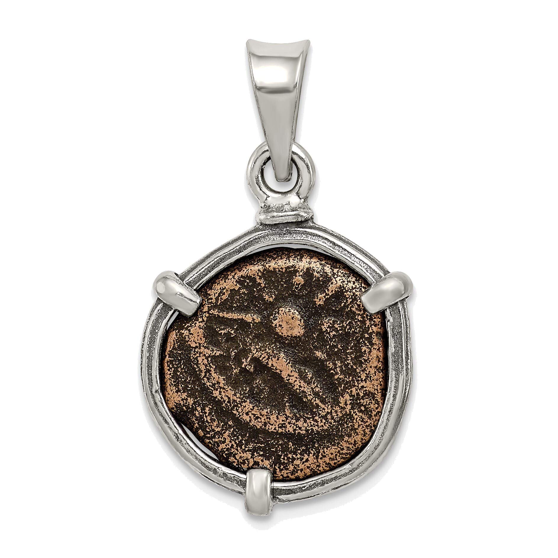 Antiqued Widow's Mite Coin Pendant - Solid .925 Sterling Silver Necklace for Women | Biblical Jewelry, Christian Gifts & Faith-Based Accessories | Perfect for Church, Weddings & Special Occasions