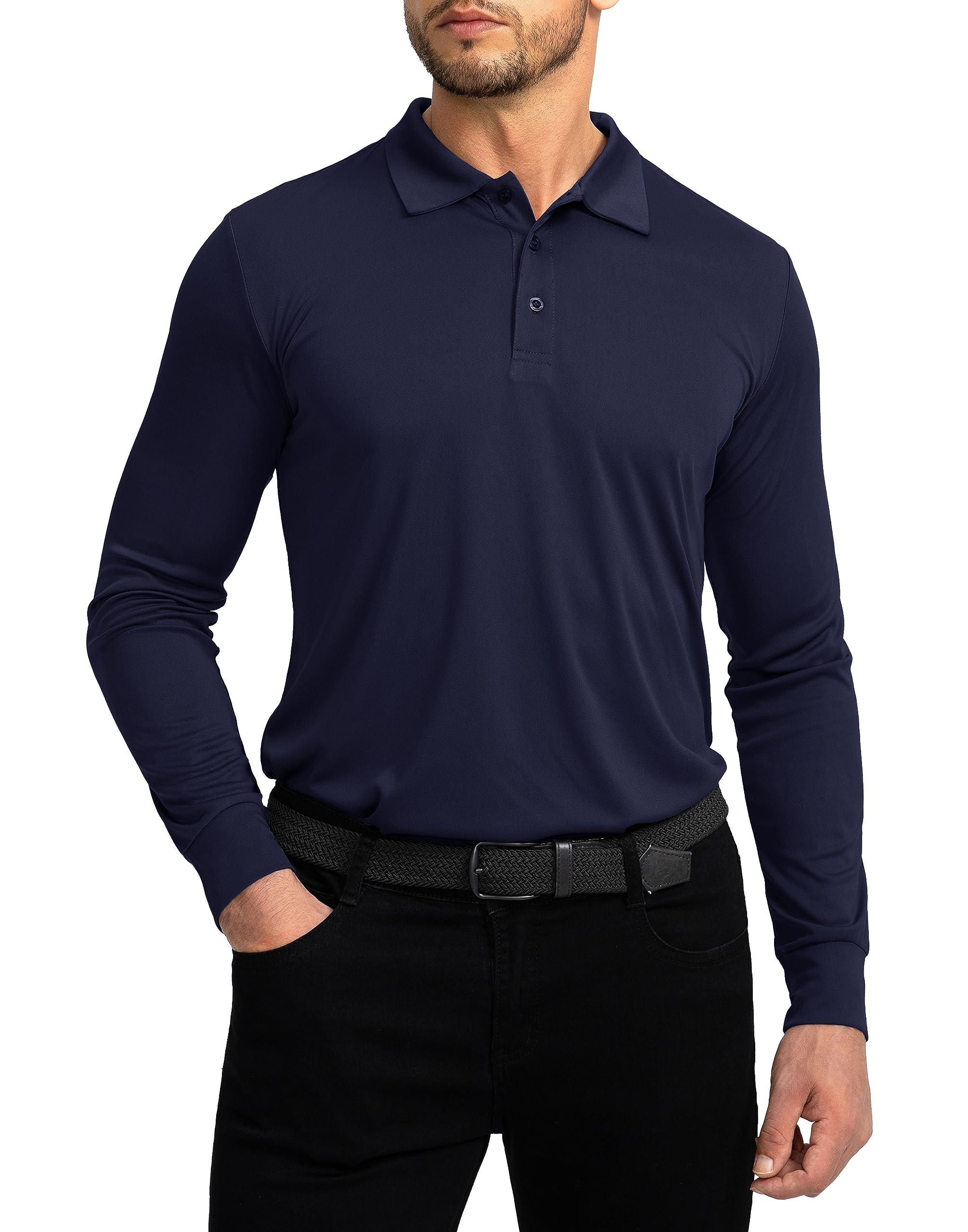 Men's Long Sleeve Polo Shirt - UPF 50+ Sun Protection, Lightweight & Breathable Golf Shirt for Work, Fishing & Outdoor Activities | Perfect for Golfing, Hiking and Summer Sun Protection