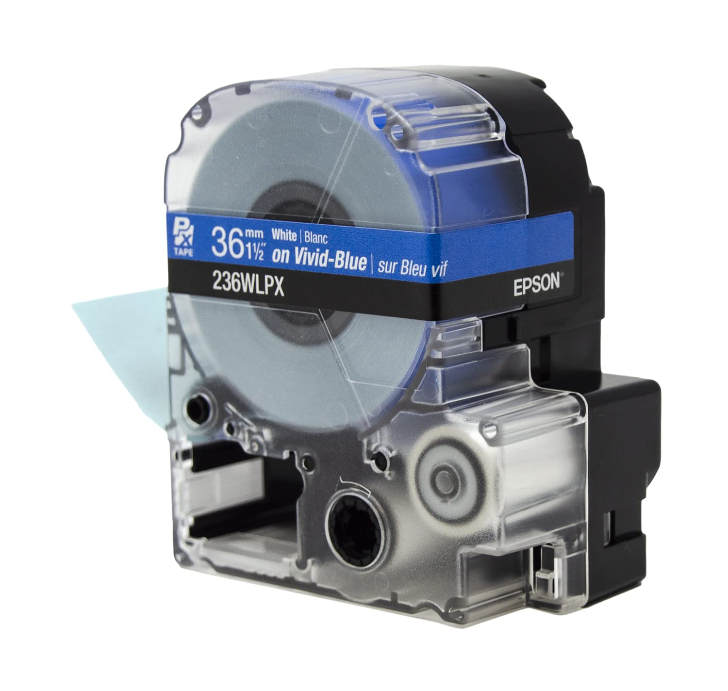 Epson LABELWORKS 236WLPX PET Polyester Tape Cartridge - White on Blue Label Maker Tape - 1.5