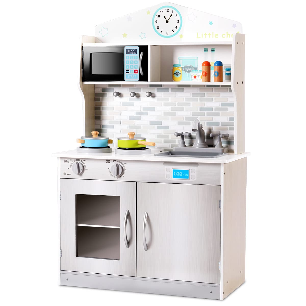 HONEY JOY Kids Kitchen Playset - Wooden Pretend Play Toy for Toddlers 3+ | Gift for Boys & Girls | Indoor Fun