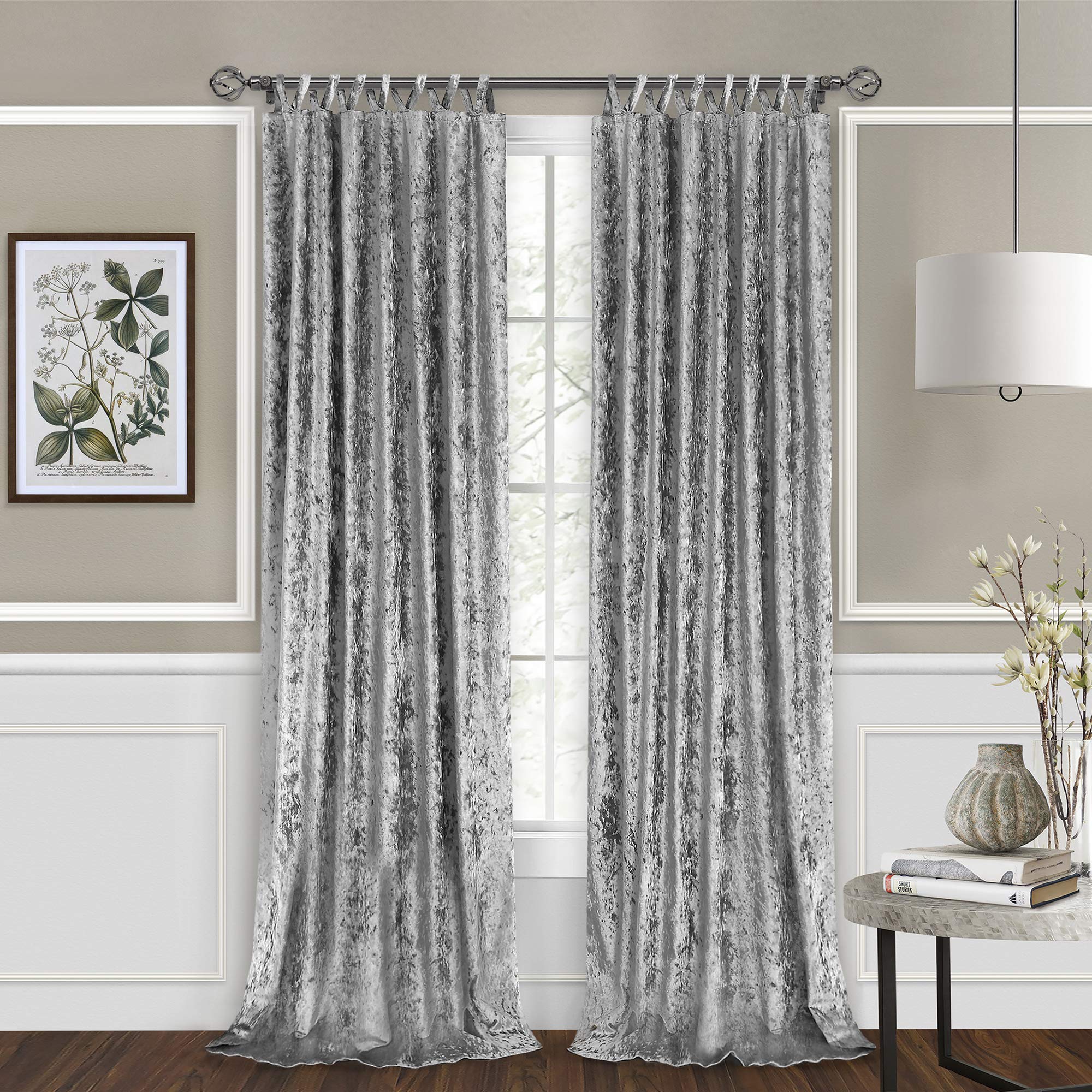 PowerSellerUSA 2 Panels Criss Cross Light Filtering Curtains 50x84 Inches - Modern Semi Sheer Window Drapes for Farmhouse, Living Room & Bedroom Decor in Silver | Perfect for Sun Protection & Privacy
