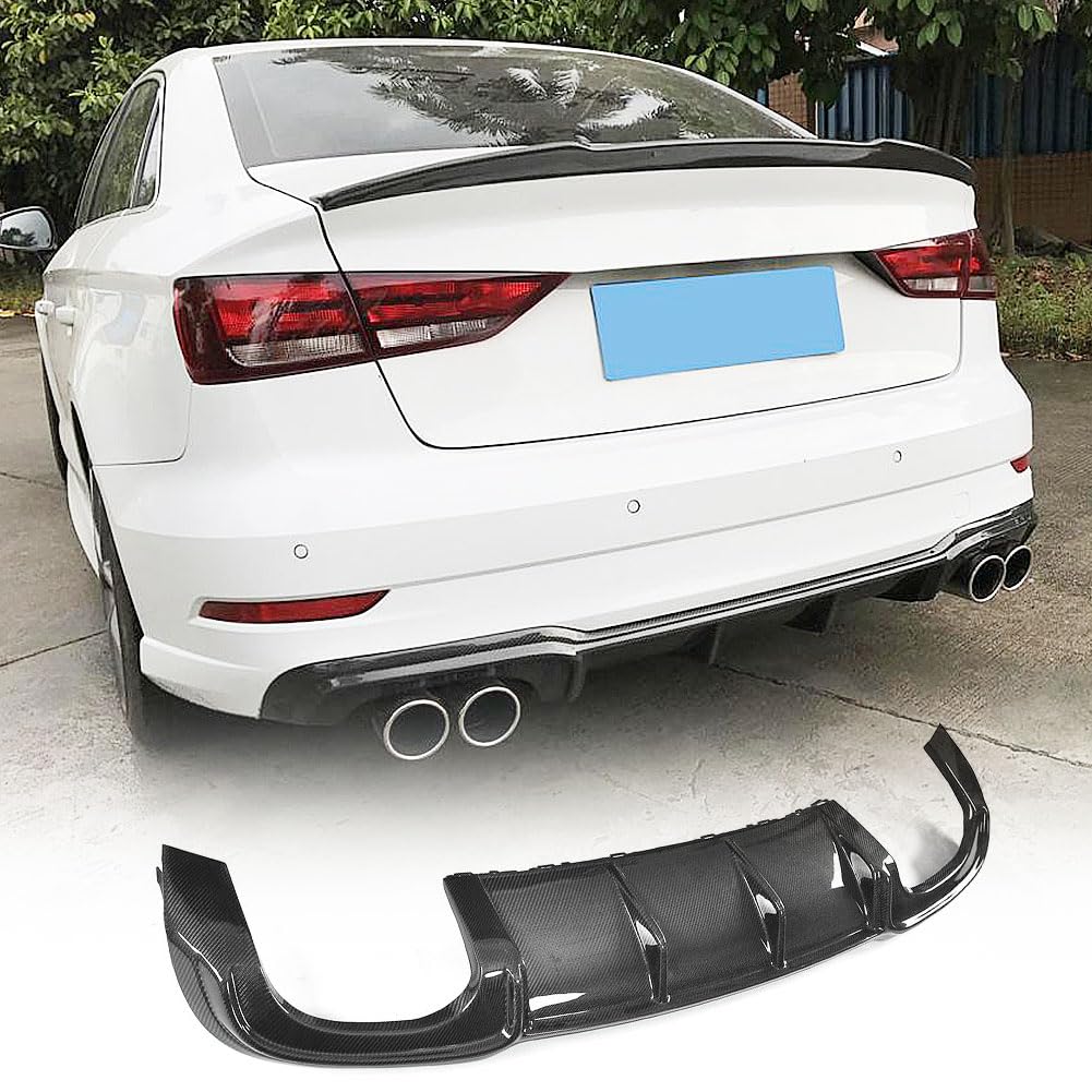 Carbon Fiber Rear Diffuser for Audi A3 S3 Sedan 2017-2018 | Lower Bumper Lip Spoiler Body Kit | Enhances Aerodynamics & Style | Perfect for Car Enthusiasts & Performance Upgrades