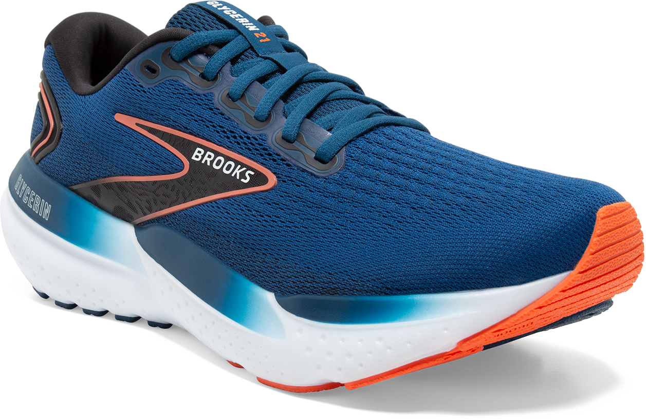 Men's Glycerin 21 Running Shoes - Blue Opal/Black/Nasturtium | Lightweight Cushioned Sneakers for Jogging & Gym Workouts