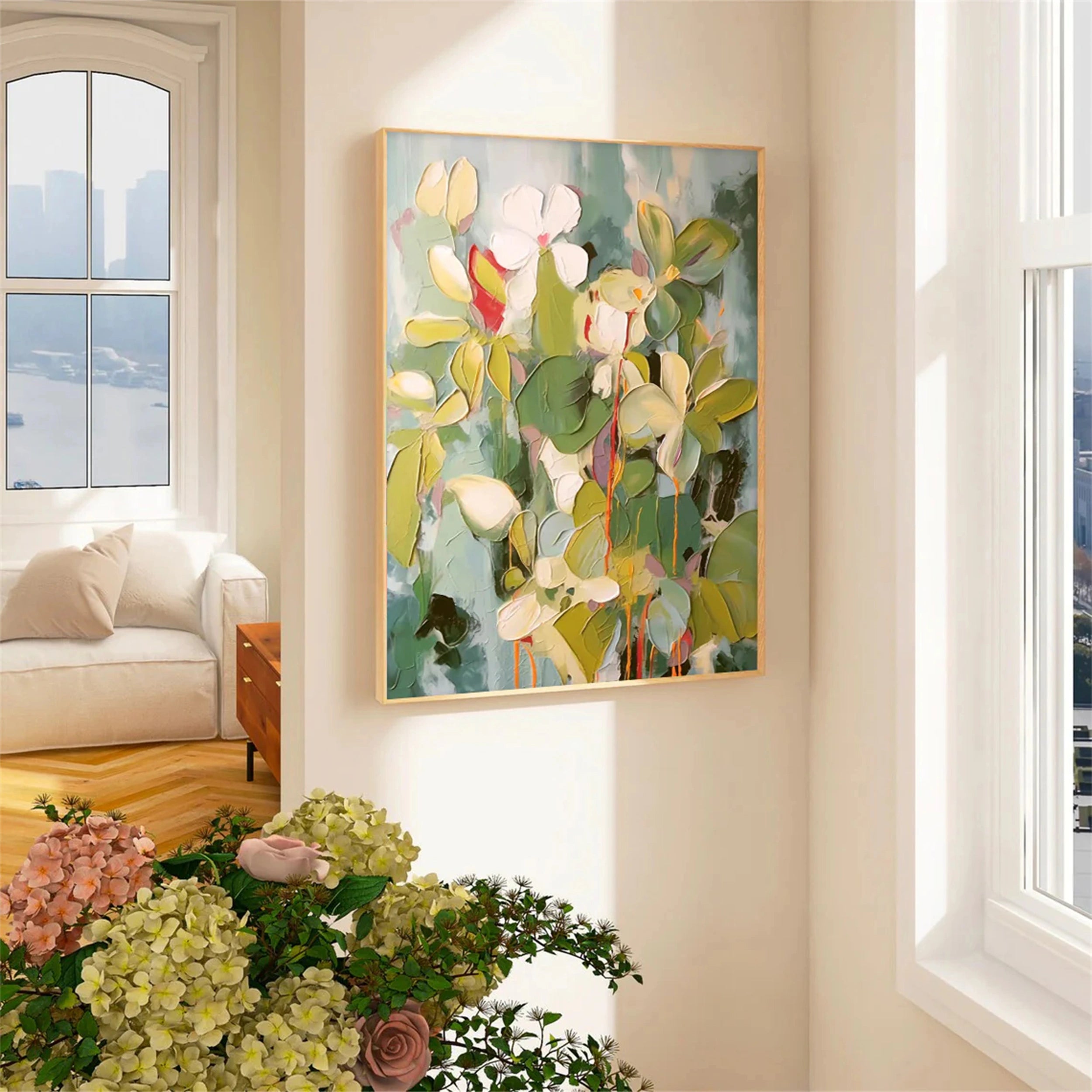 Beautiful Flower and Tree Canvas Painting #FT057 - Perfect for Home Decor, Living Room, Bedroom & Office Wall Art
