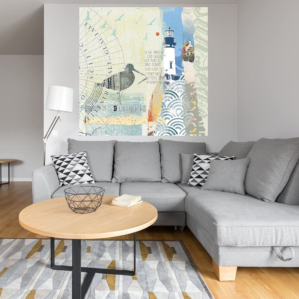 Coastal Collage Canvas Wall Art by Ken Hurd - 32x32 Inch Ready-to-Hang Beach Decor for Living Room, Bedroom, Bathroom & Office - Perfect for Coastal, Nautical & Beach House Themes