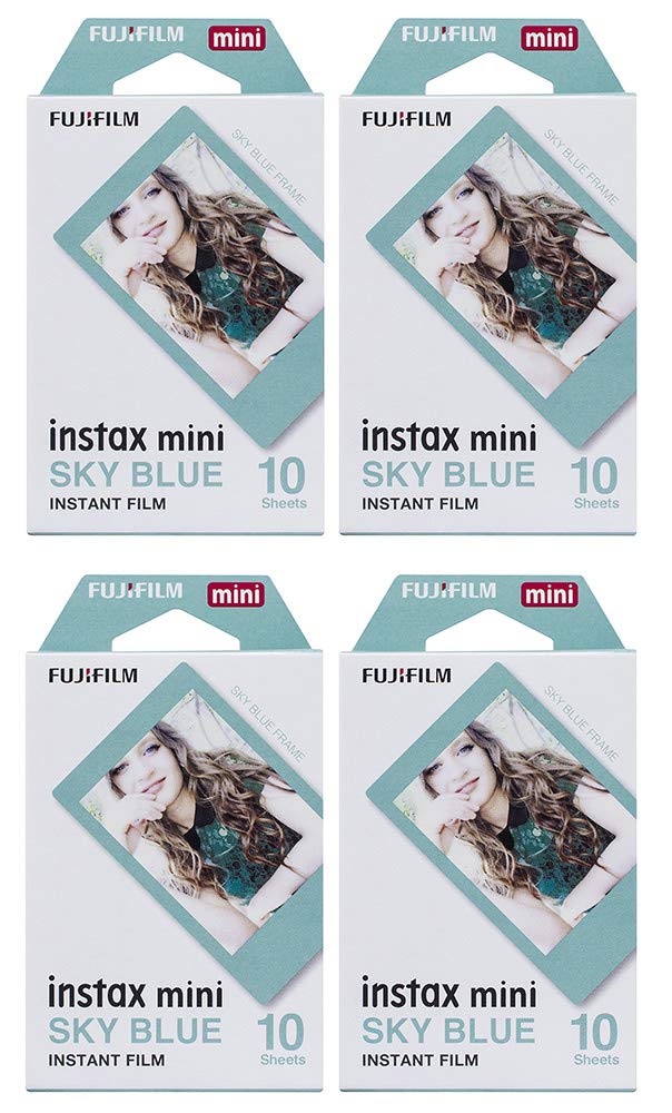 Fujifilm Instax Mini Sky Blue Instant Film - 10 Exposures per Pack (4 Boxes) for Parties, Weddings & Creative Photography