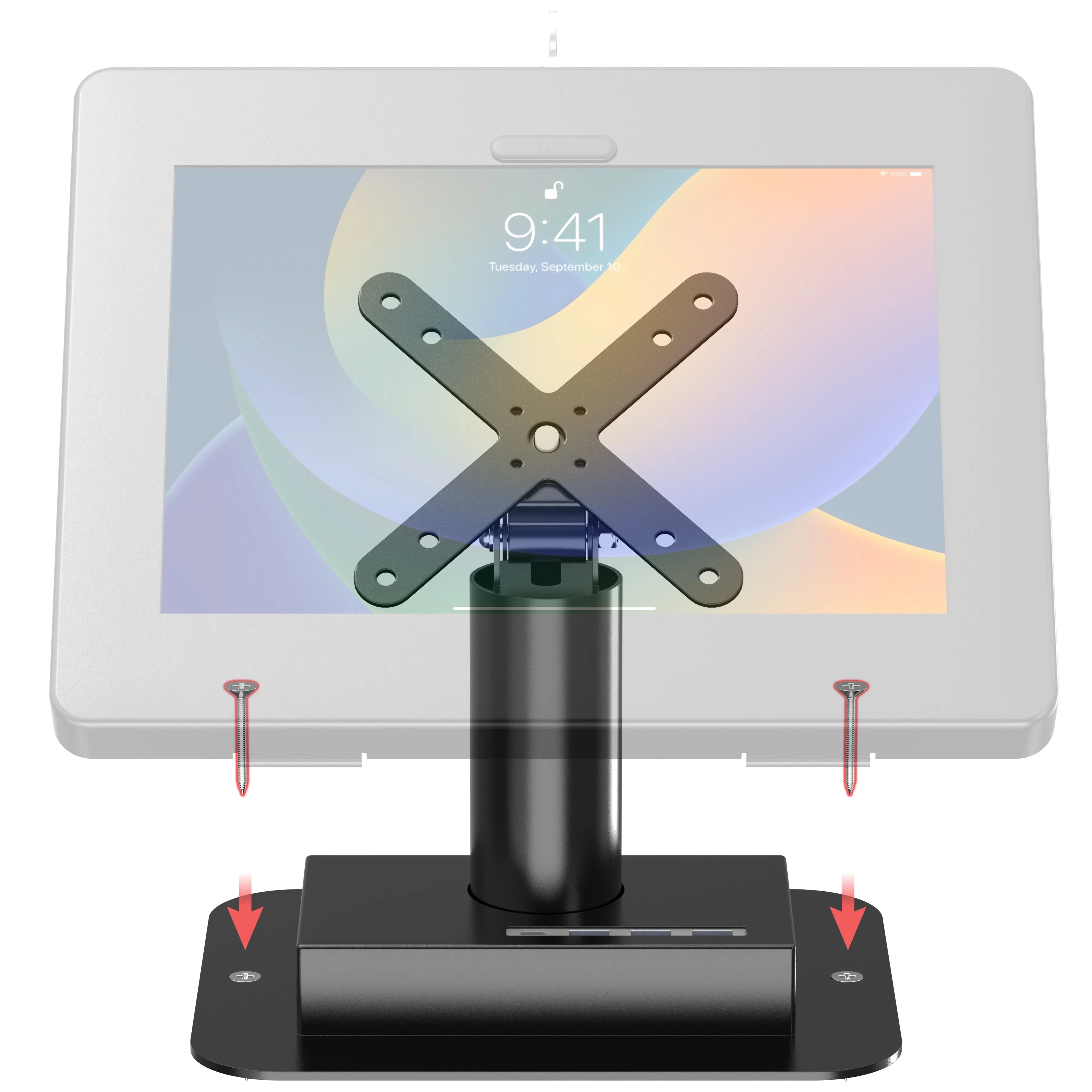 Universal Desk Mount with Secure Enclosure for iPad, Tablet & Laptop - Perfect for Home Office, Gaming & Workspace Organization