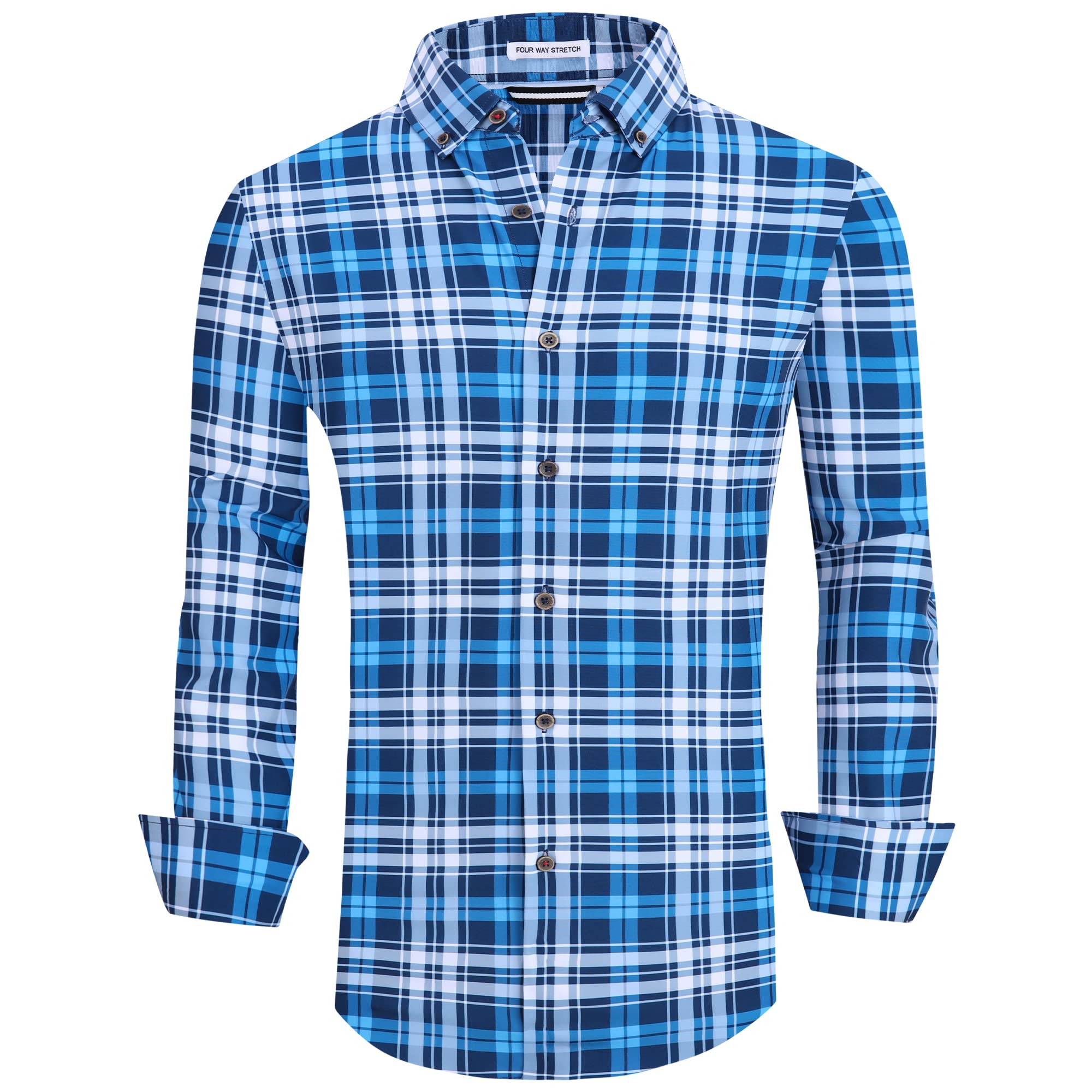 Esabel.C Men's Wrinkle-Free Dress Shirts | Long Sleeve Button Down Business Shirt with Print | Regular Fit for Office & Formal Occasions