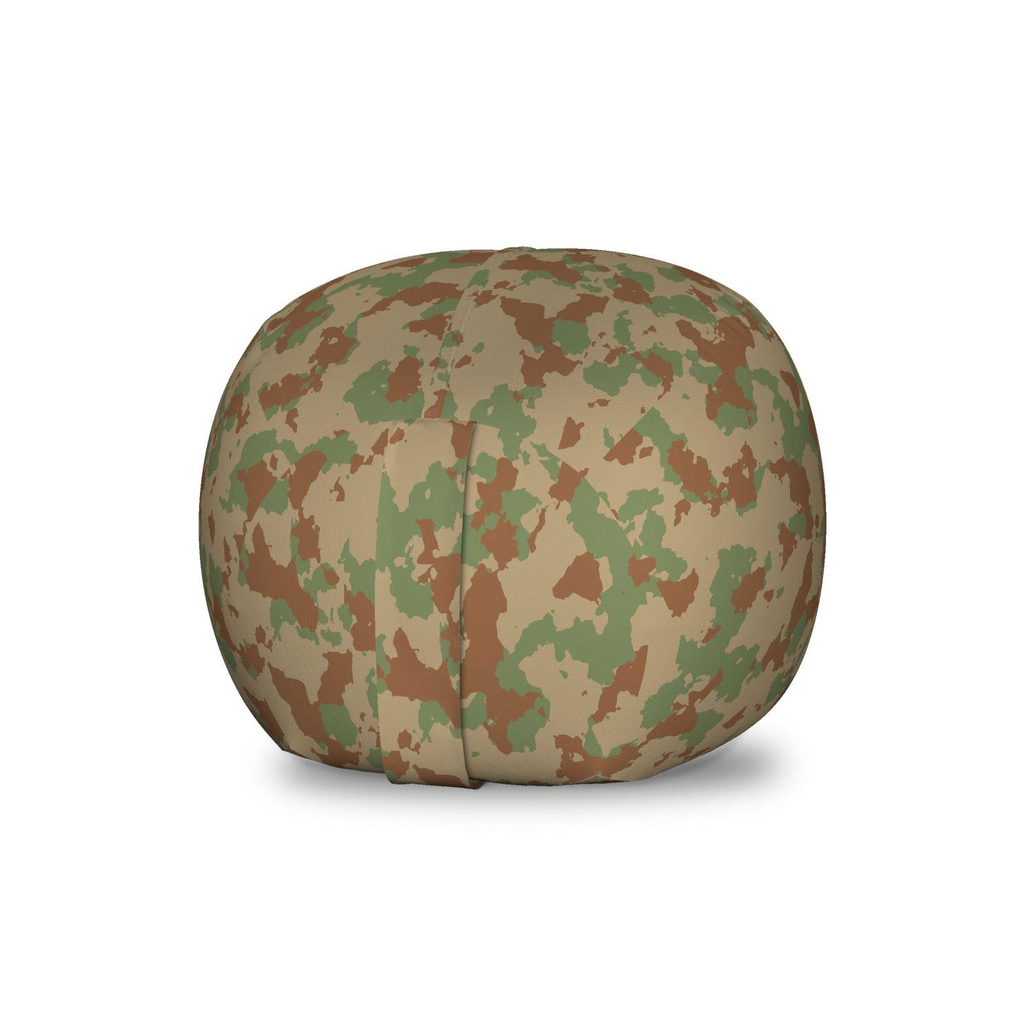 Ambesonne Camouflage Storage Toy Bag Chair - Classic Tricolor Camo Pattern Stuffed Animal Organizer, Washable Small Size in Reseda Green & Dark Tan | Kids Room Decor, Playroom Storage, Nursery Organization