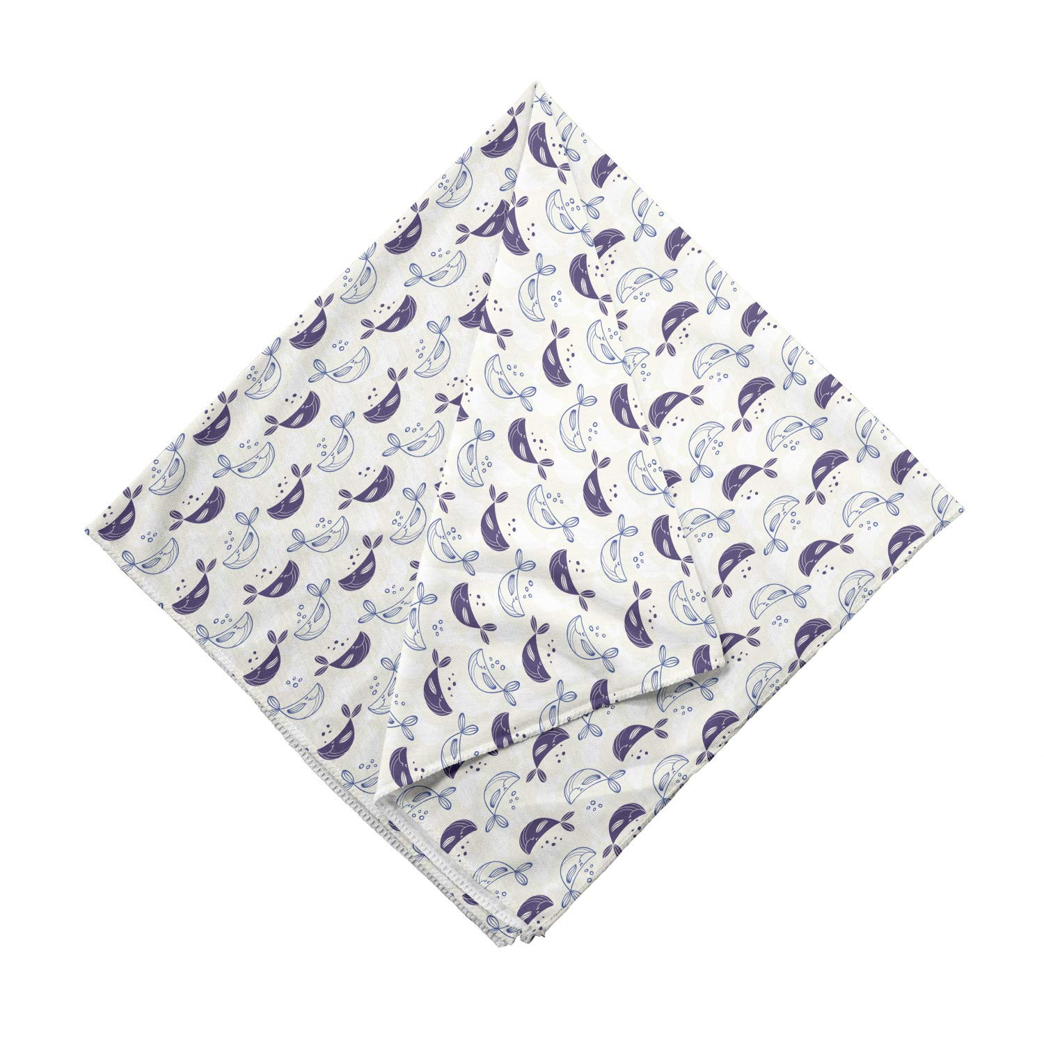 Ambesonne Whale Bandana - Smiling Whales with Bubbles Print, Unisex Head Scarf & Neck Tie for Men Women - Perfect for Beach, Outdoor Activities & Whale Watching