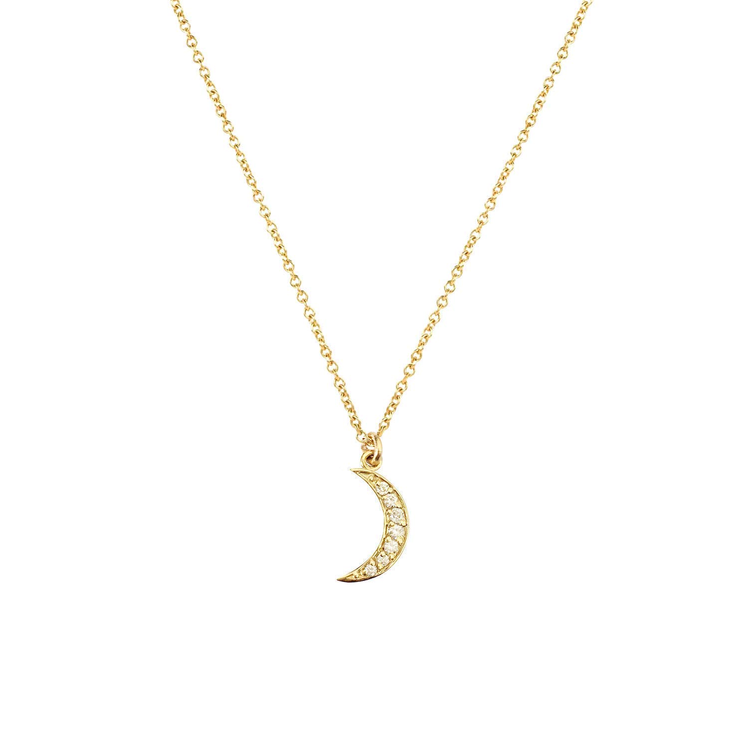 14K Gold Diamond Moon Necklace for Women - Dainty & Elegant Moon Pendant Jewelry - Perfect for Gifts, Anniversaries, and Everyday Wear